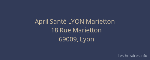 April Santé LYON Marietton