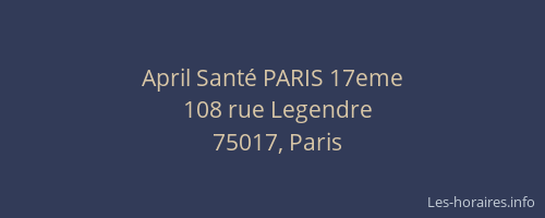 April Santé PARIS 17eme