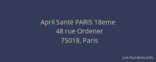 April Santé PARIS 18eme