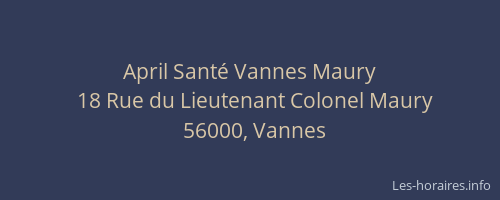April Santé Vannes Maury