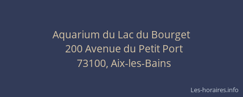 Aquarium du Lac du Bourget