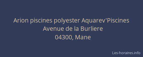 Arion piscines polyester Aquarev'Piscines