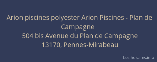 Arion piscines polyester Arion Piscines - Plan de Campagne