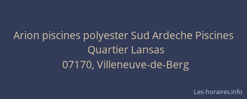 Arion piscines polyester Sud Ardeche Piscines