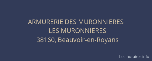 ARMURERIE DES MURONNIERES