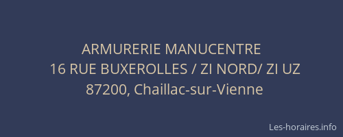 ARMURERIE MANUCENTRE