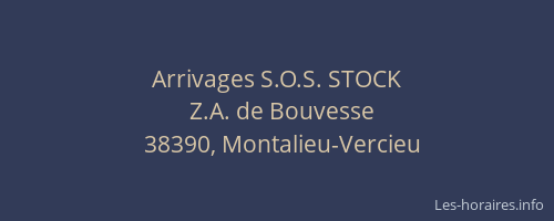 Arrivages S.O.S. STOCK
