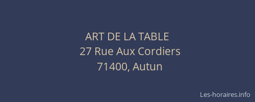ART DE LA TABLE