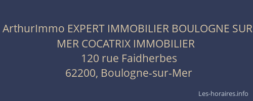 ArthurImmo EXPERT IMMOBILIER BOULOGNE SUR MER COCATRIX IMMOBILIER