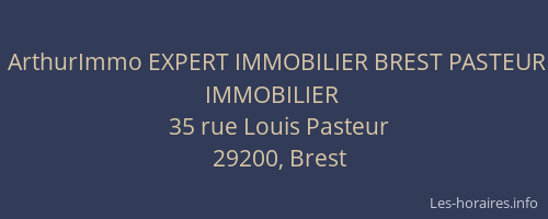 ArthurImmo EXPERT IMMOBILIER BREST PASTEUR IMMOBILIER