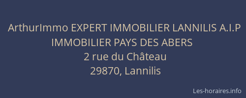 ArthurImmo EXPERT IMMOBILIER LANNILIS A.I.P IMMOBILIER PAYS DES ABERS