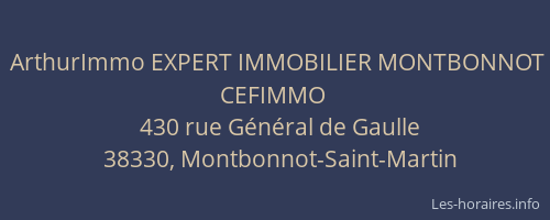 ArthurImmo EXPERT IMMOBILIER MONTBONNOT CEFIMMO