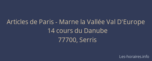 Articles de Paris - Marne la Vallée Val D'Europe
