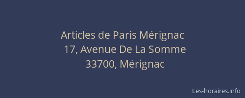 Articles de Paris Mérignac