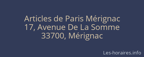 Articles de Paris Mérignac