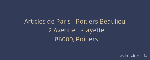 Articles de Paris - Poitiers Beaulieu