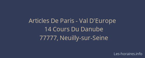 Articles De Paris - Val D'Europe