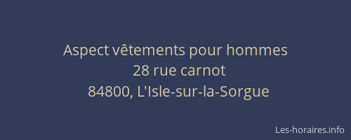 Aspect v&ecirc;tements pour hommes