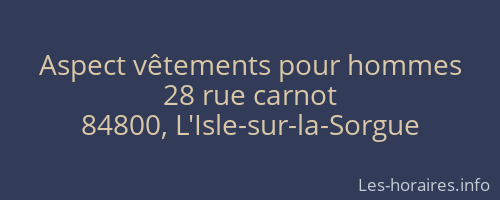 Aspect vêtements pour hommes
