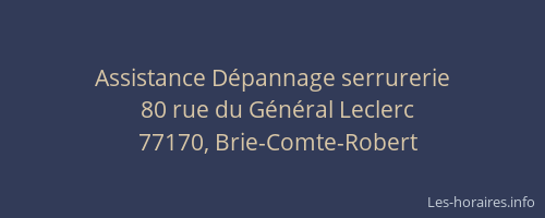 Assistance Dépannage serrurerie
