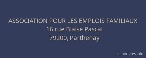 ASSOCIATION POUR LES EMPLOIS FAMILIAUX