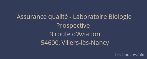 Assurance qualit&eacute; - Laboratoire Biologie Prospective