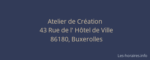 Atelier de Cr&eacute;ation
