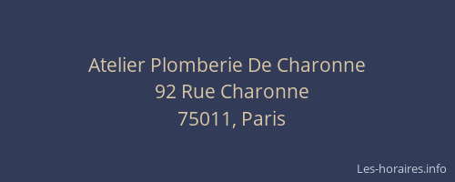 Atelier Plomberie De Charonne