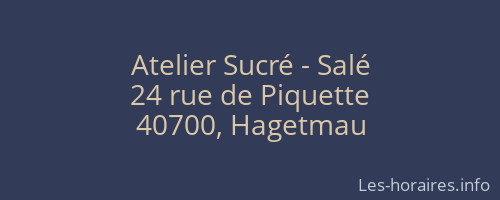 Atelier Sucré - Salé