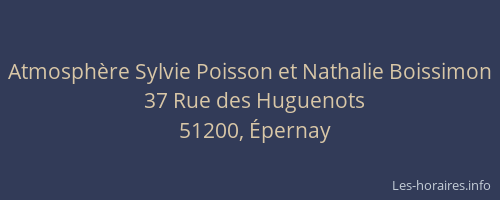 Atmosphère Sylvie Poisson et Nathalie Boissimon