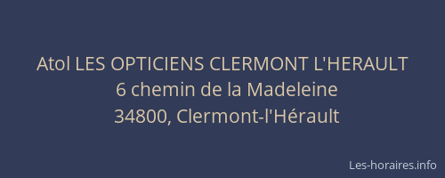 Atol LES OPTICIENS CLERMONT L'HERAULT