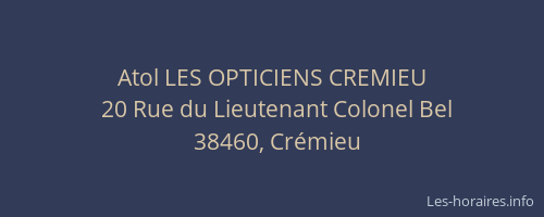 Atol LES OPTICIENS CREMIEU