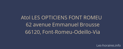 Atol LES OPTICIENS FONT ROMEU