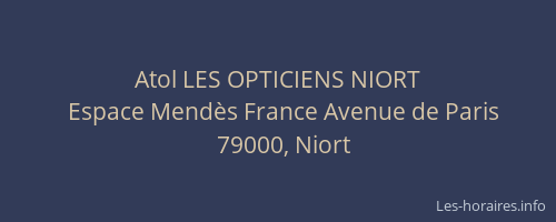 Atol LES OPTICIENS NIORT