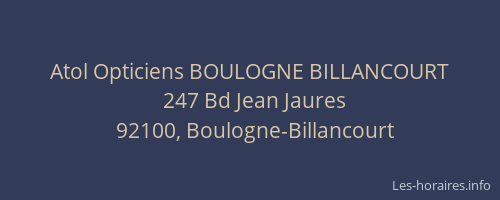 Atol Opticiens BOULOGNE BILLANCOURT