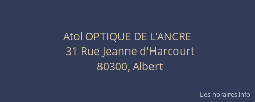 Atol OPTIQUE DE L'ANCRE