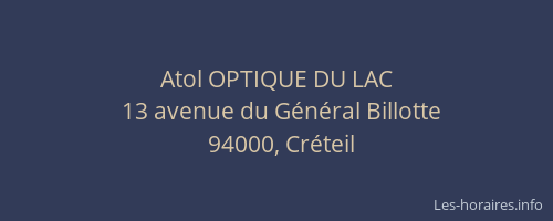 Atol OPTIQUE DU LAC