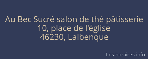 Au Bec Sucré salon de thé pâtisserie