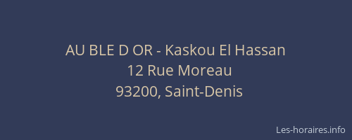 AU BLE D OR - Kaskou El Hassan