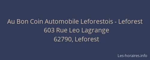 Au Bon Coin Automobile Leforestois - Leforest