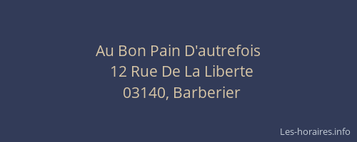 Au Bon Pain D'autrefois