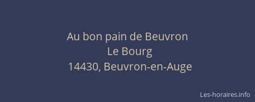 Au bon pain de Beuvron