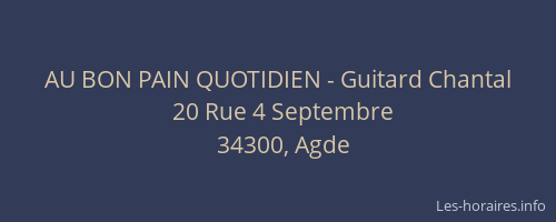 AU BON PAIN QUOTIDIEN - Guitard Chantal