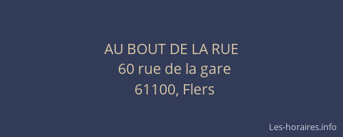 AU BOUT DE LA RUE