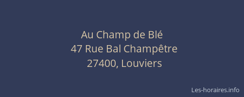 Au Champ de Bl&eacute;