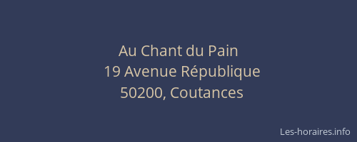 Au Chant du Pain