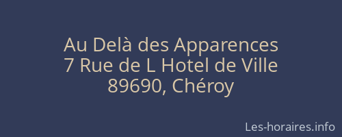Au Del&agrave; des Apparences