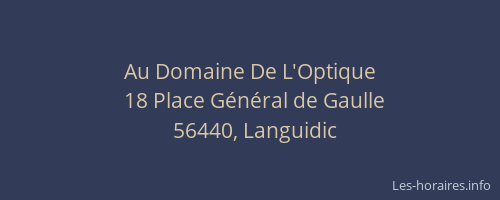 Au Domaine De L'Optique