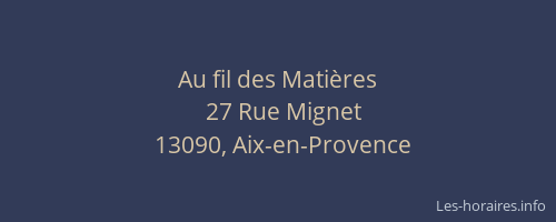 Au fil des Matières