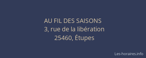 AU FIL DES SAISONS